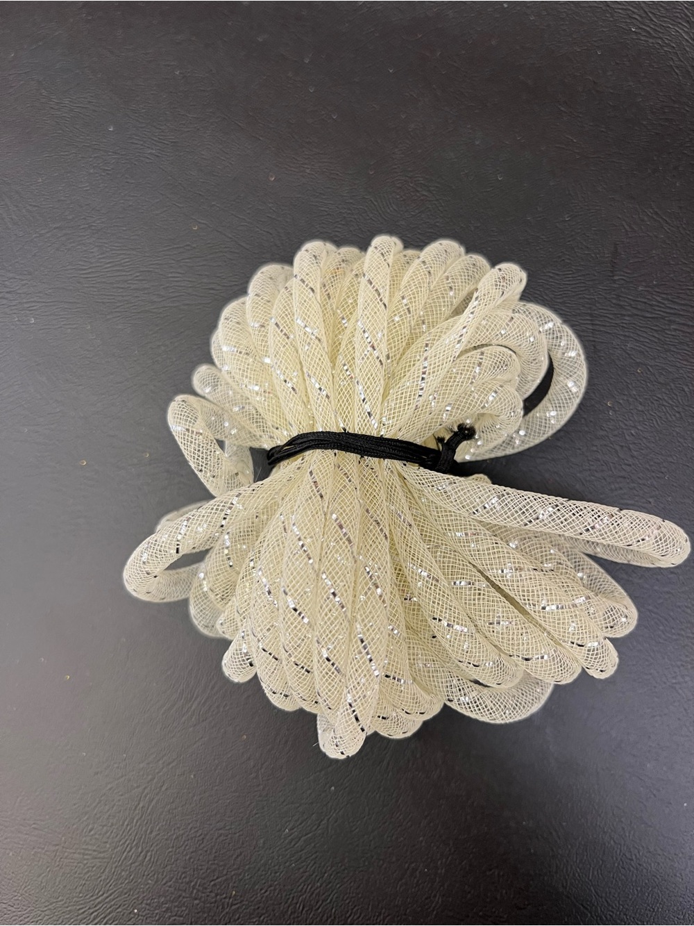 Neutral Cream Decorative Mesh Hair Scrunchie